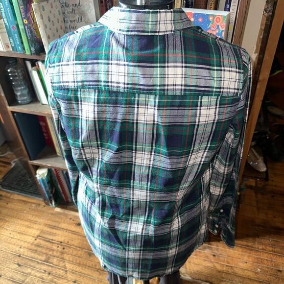 J Crew green & blue plaid lumberjack button down Perfect shirt - Picture 2 of 3